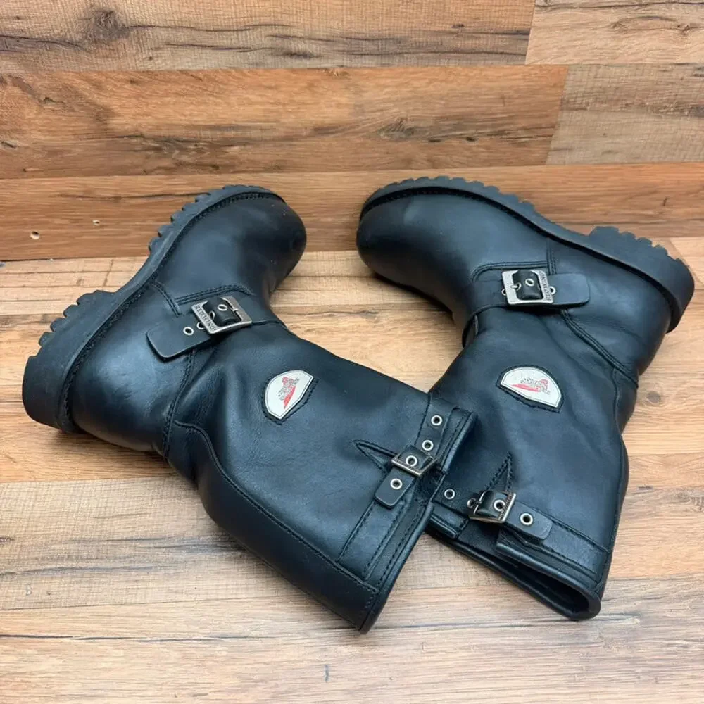Red Wing Engineer Boots Size 9D Black Leather 988 Motorcycle Mens Steel Toe